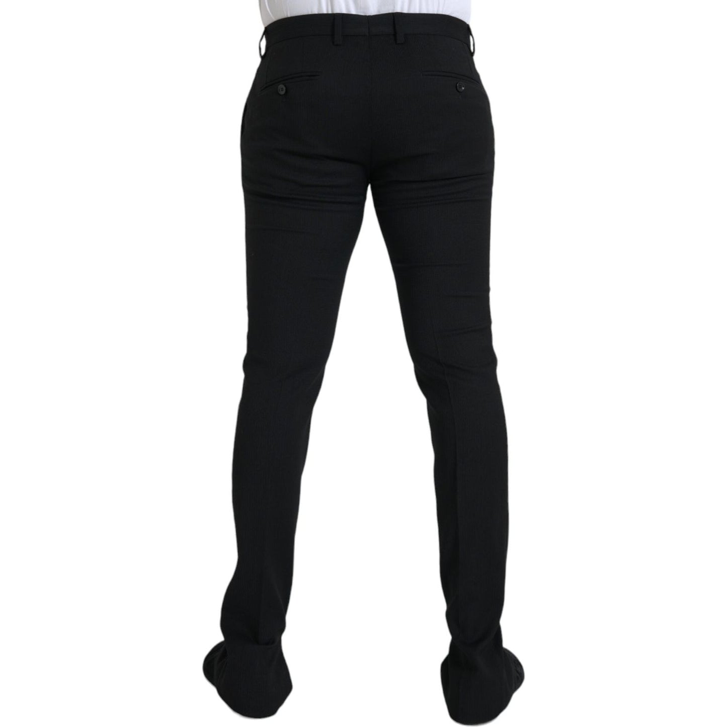 Dolce & Gabbana Black Wool Stretch Men Skinny Pants Dolce & Gabbana