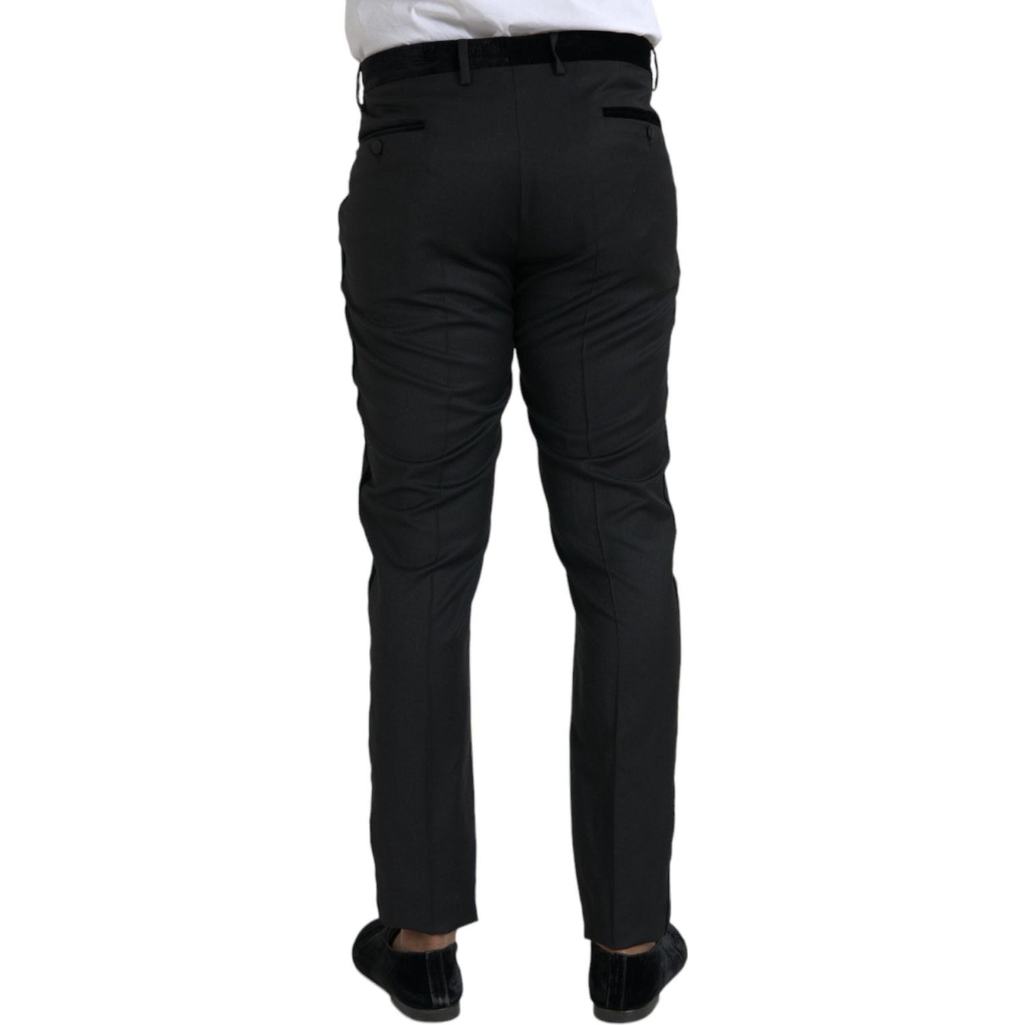 Dolce & Gabbana Black Silk Men Skinny Dress Pants Dolce & Gabbana