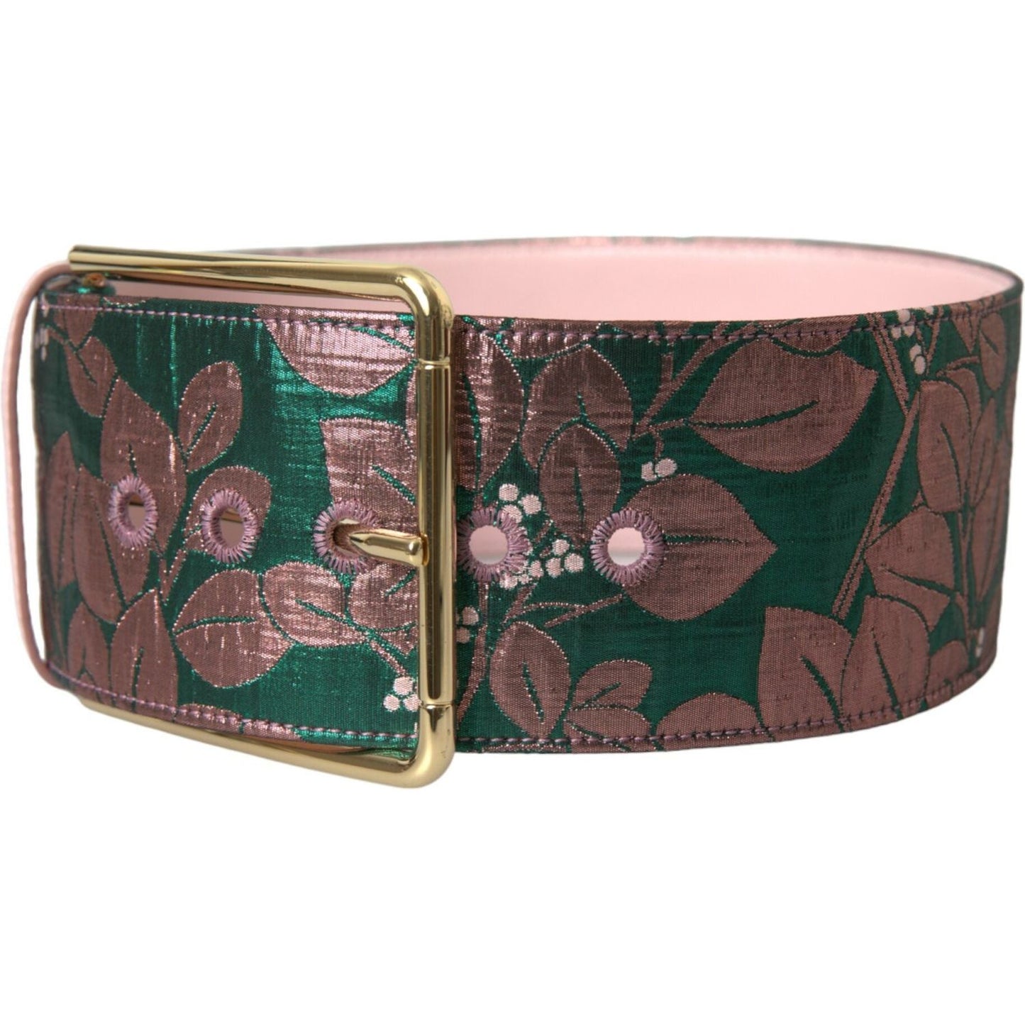 Dolce & Gabbana Multicolor Floral Jacquard Lurex Gold Buckle Belt Dolce & Gabbana