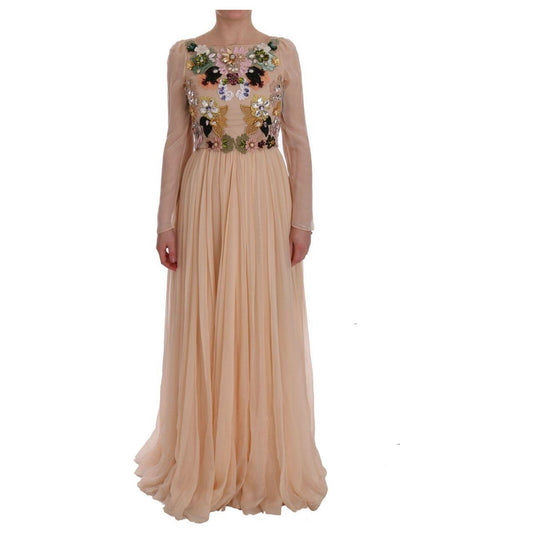 Dolce & Gabbana Elegant Floral Embroidered Silk Maxi Dress Dolce & Gabbana