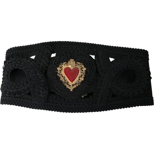 Dolce & Gabbana Black Canvas Embellished Waist Women Belt Dolce & Gabbana