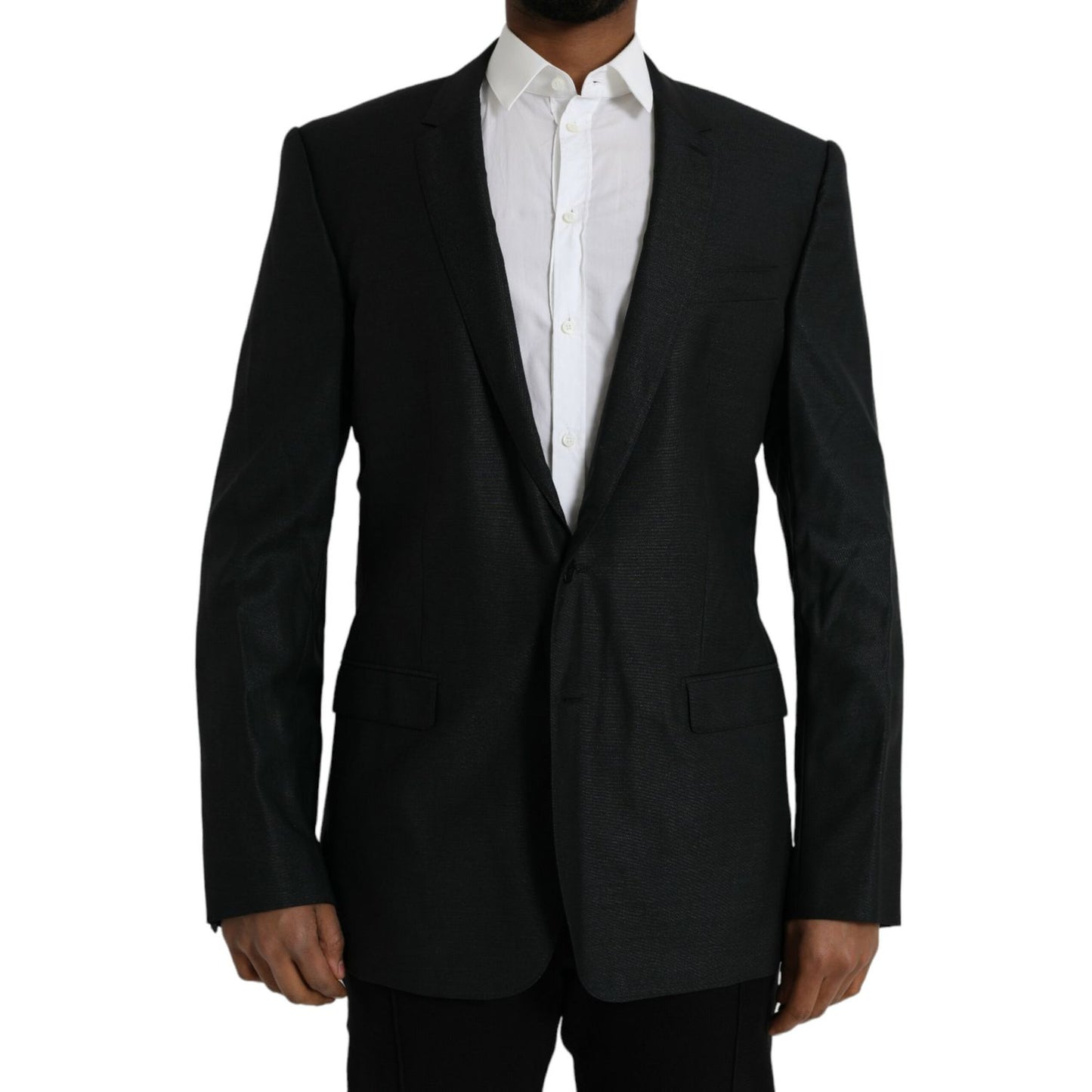Dolce & Gabbana Black Wool Notch SingleBreasted Coat Blazer