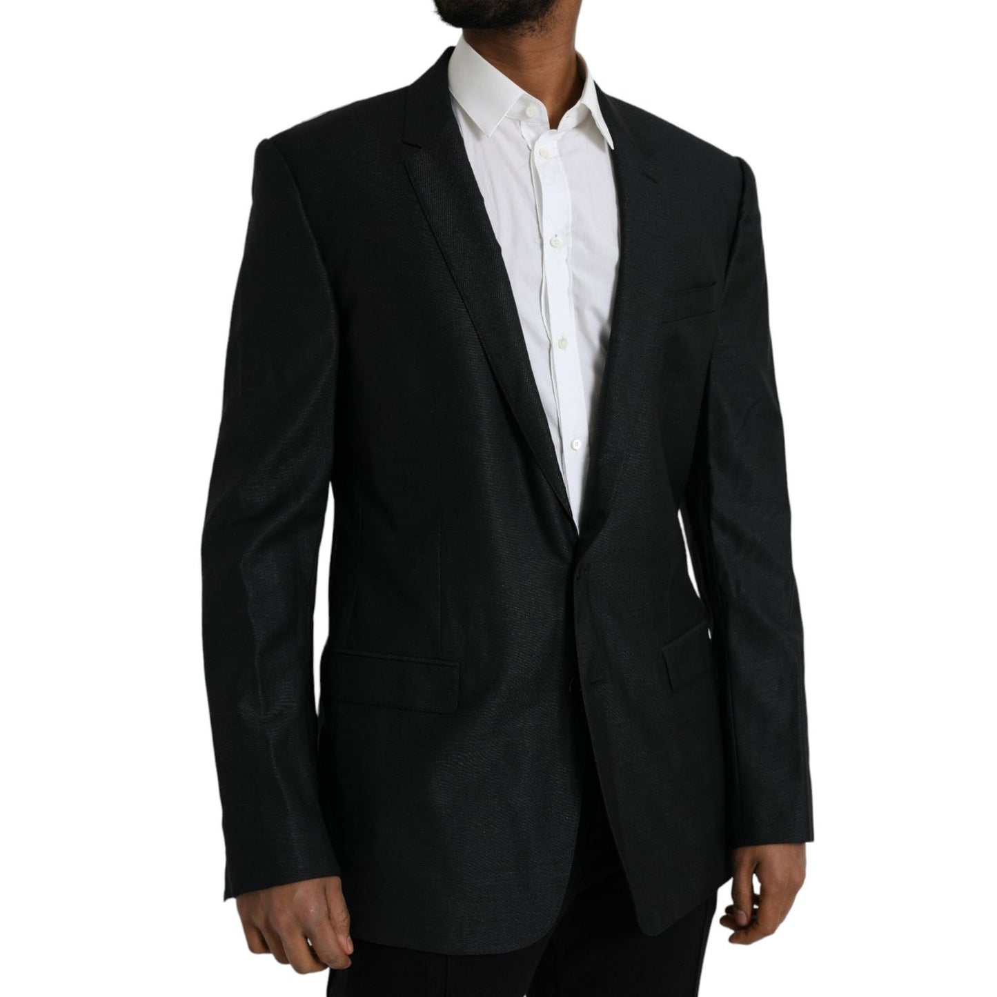 Dolce & Gabbana Black Wool Notch SingleBreasted Coat Blazer