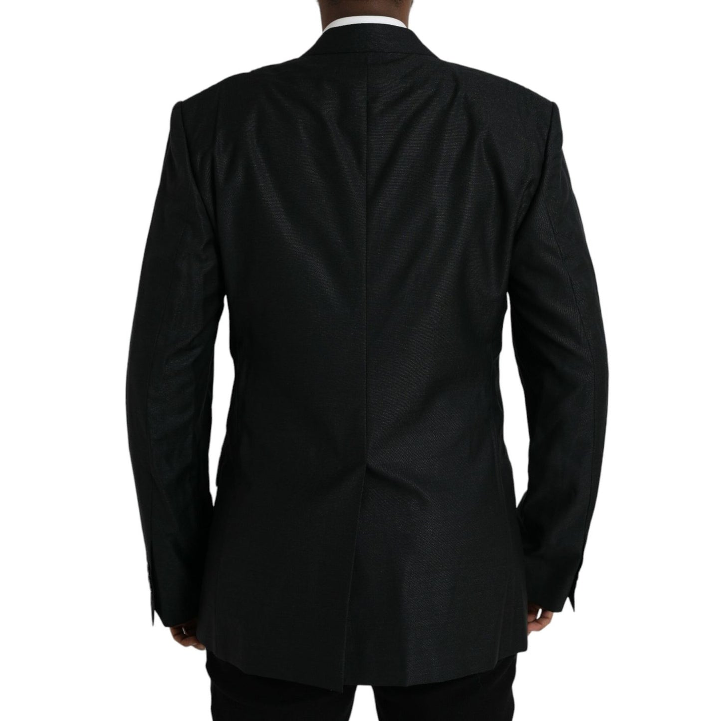 Dolce & Gabbana Black Wool Notch SingleBreasted Coat Blazer