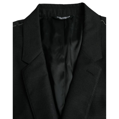 Dolce & Gabbana Black Wool Notch SingleBreasted Coat Blazer