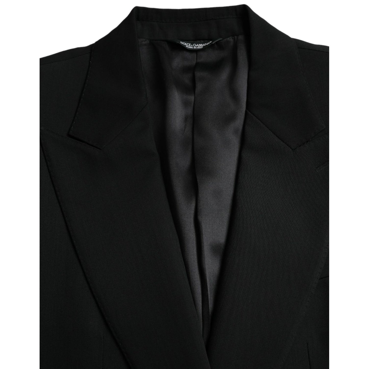 Dolce & Gabbana Black Wool Peak Single Breasted Coat Blazer