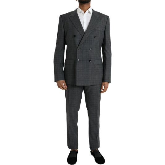 Gray Plaid Wool MARTINI Formal 2 Piece Suit