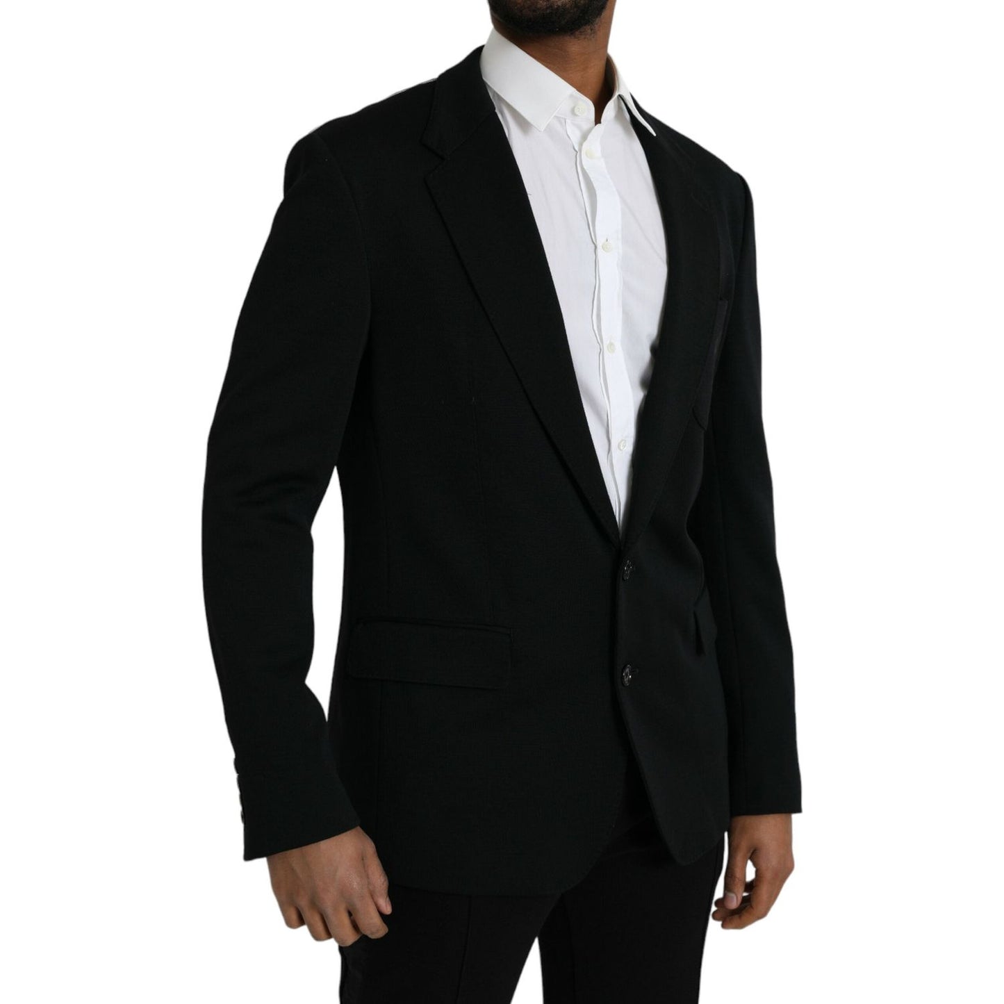 Dolce & Gabbana Black Wool Single Breasted Coat Blazer Dolce & Gabbana