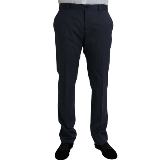Dolce & Gabbana Blue Wool Slim Fit Dress Formal Pants