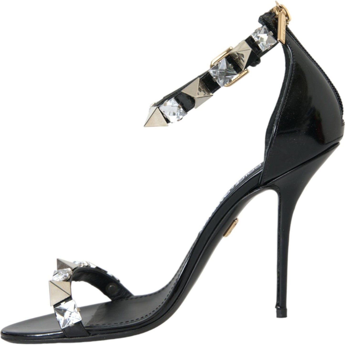 Dolce & Gabbana Black Crystals Sandals Ankle Strap Shoes Dolce & Gabbana