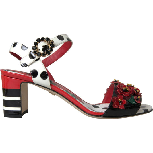 Dolce & Gabbana Multicolor Floral Crystal Leather Sandals Shoes Dolce & Gabbana