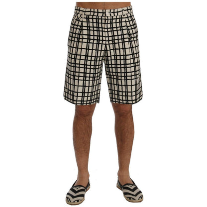 Dolce & Gabbana White Black Striped Casual Shorts