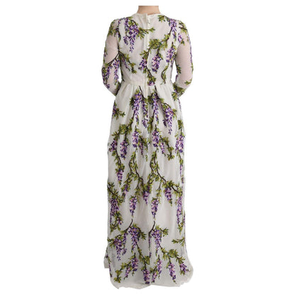Dolce & Gabbana White Floral Embroidered Maxi Dress