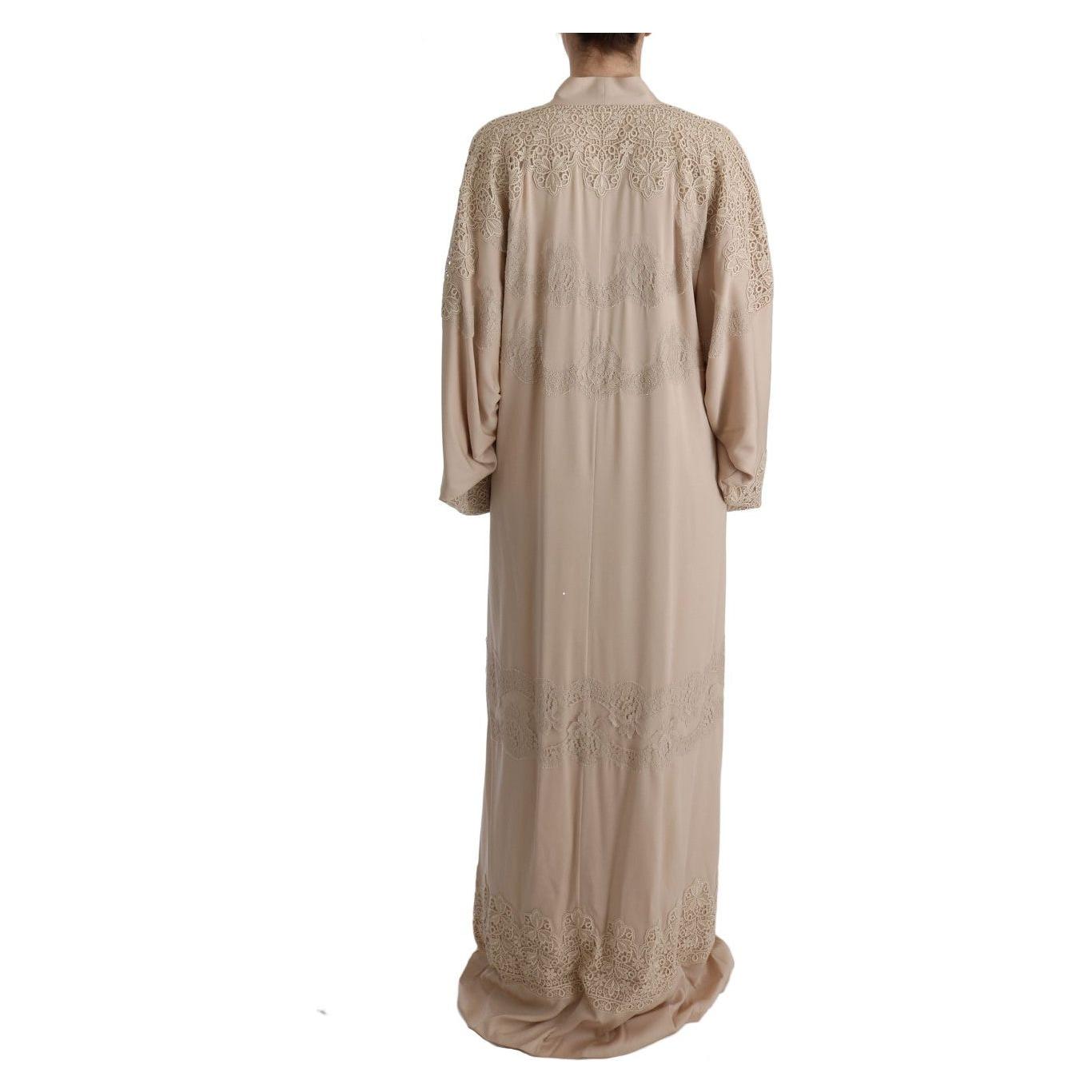 Dolce & Gabbana Elegant Beige Cape Kaftan Dress Dolce & Gabbana