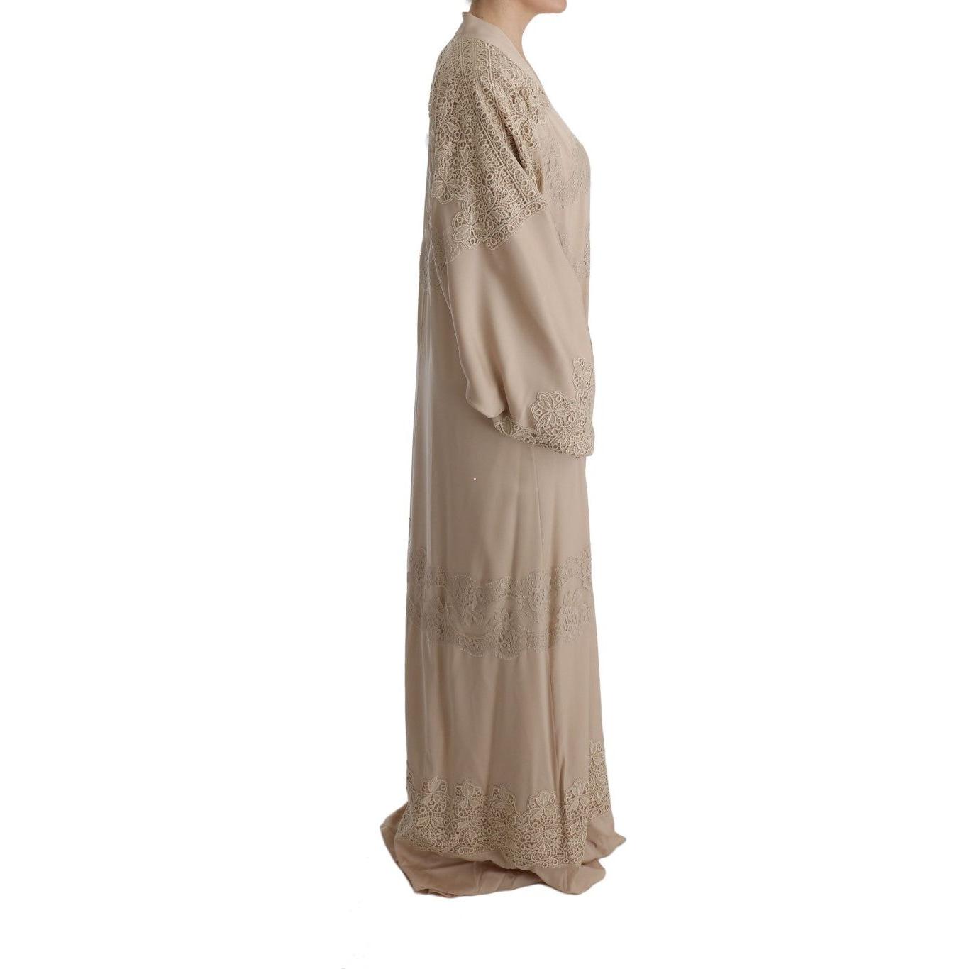 Dolce & Gabbana Elegant Beige Cape Kaftan Dress Dolce & Gabbana