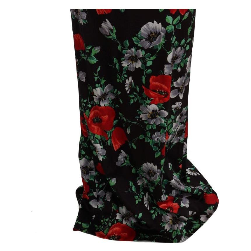 Dolce & Gabbana Multicolor Floral Print Stretch Sheath Long Dress