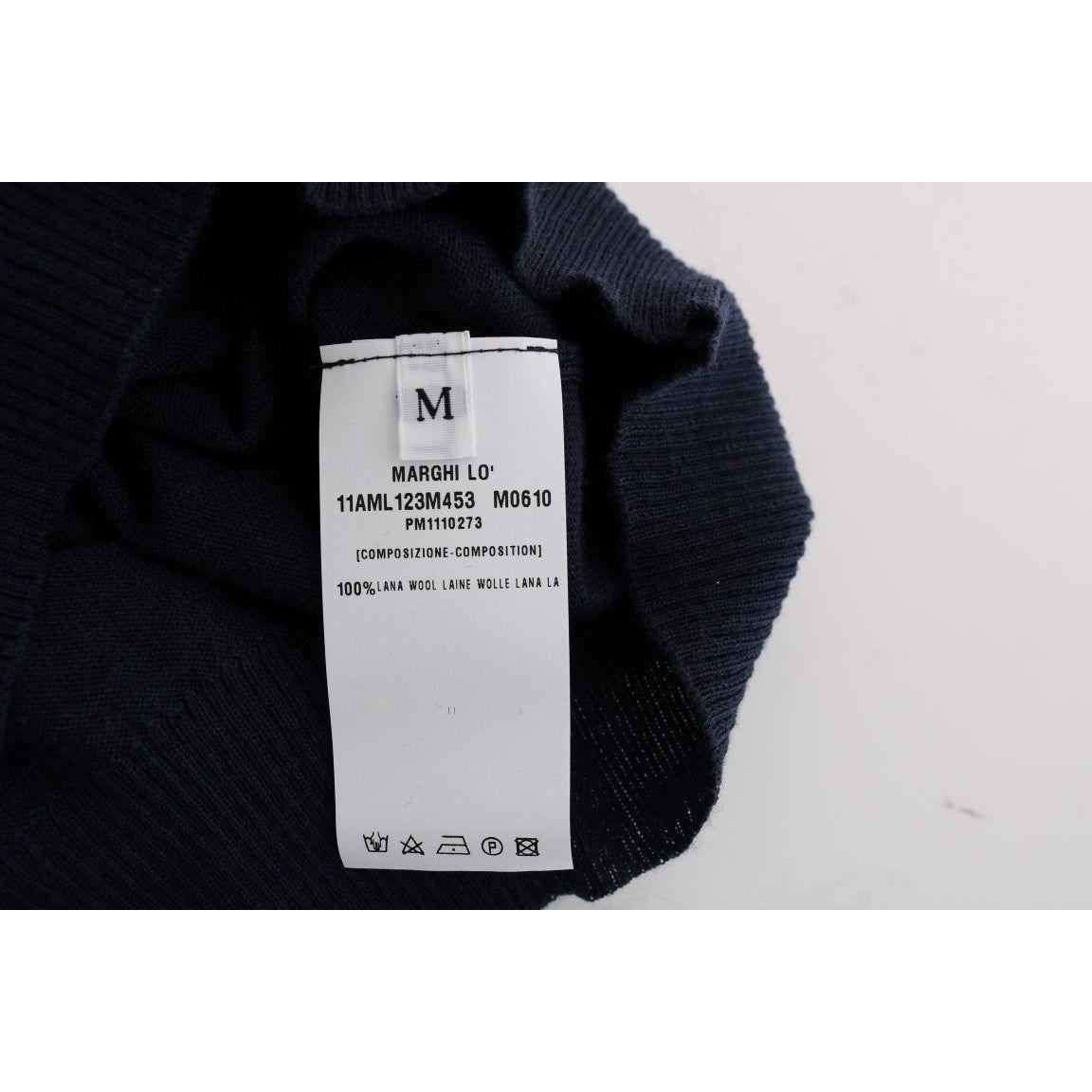 MARGHI LO' Blue 100% Lana Wool Blouse Top
