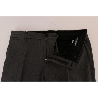 Dolce & Gabbana Gray Wool Striped Formal Pants