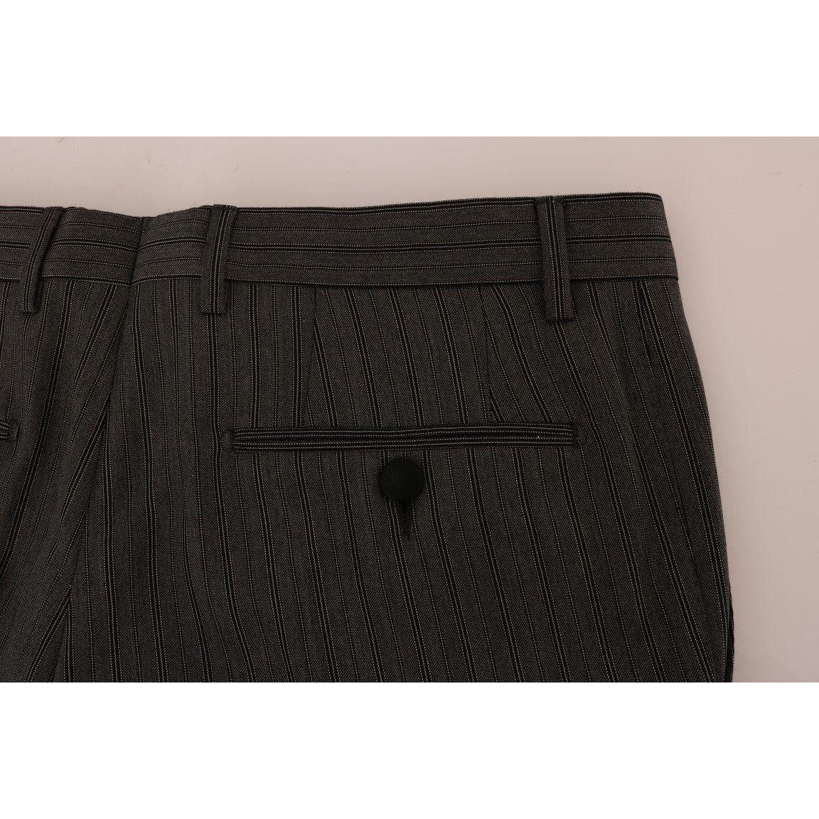 Dolce & Gabbana Elegant Gray Striped Wool Formal Trousers Dolce & Gabbana