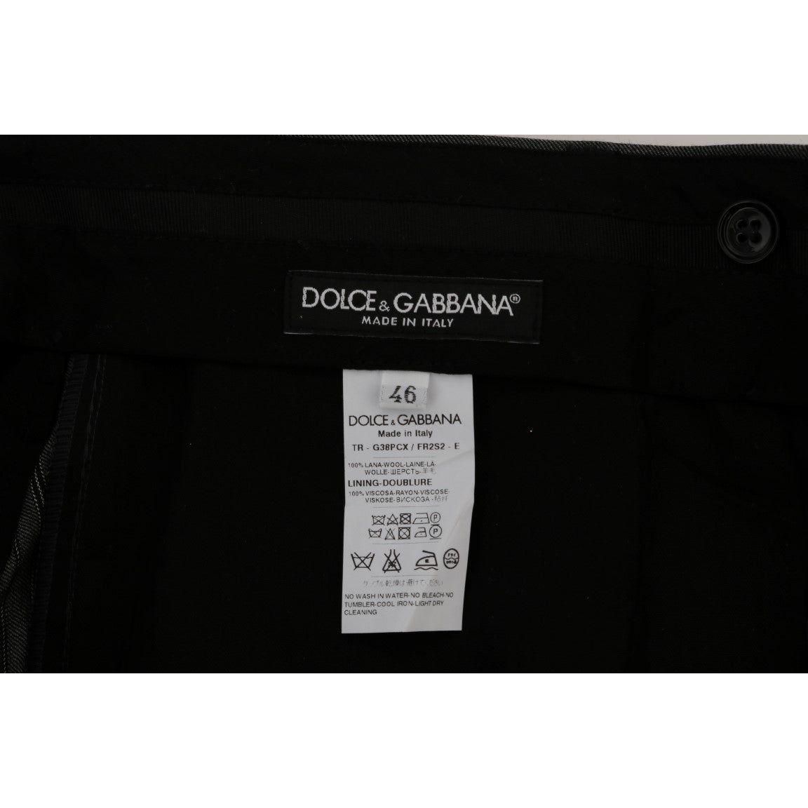 优雅灰色条纹羊毛正装长裤