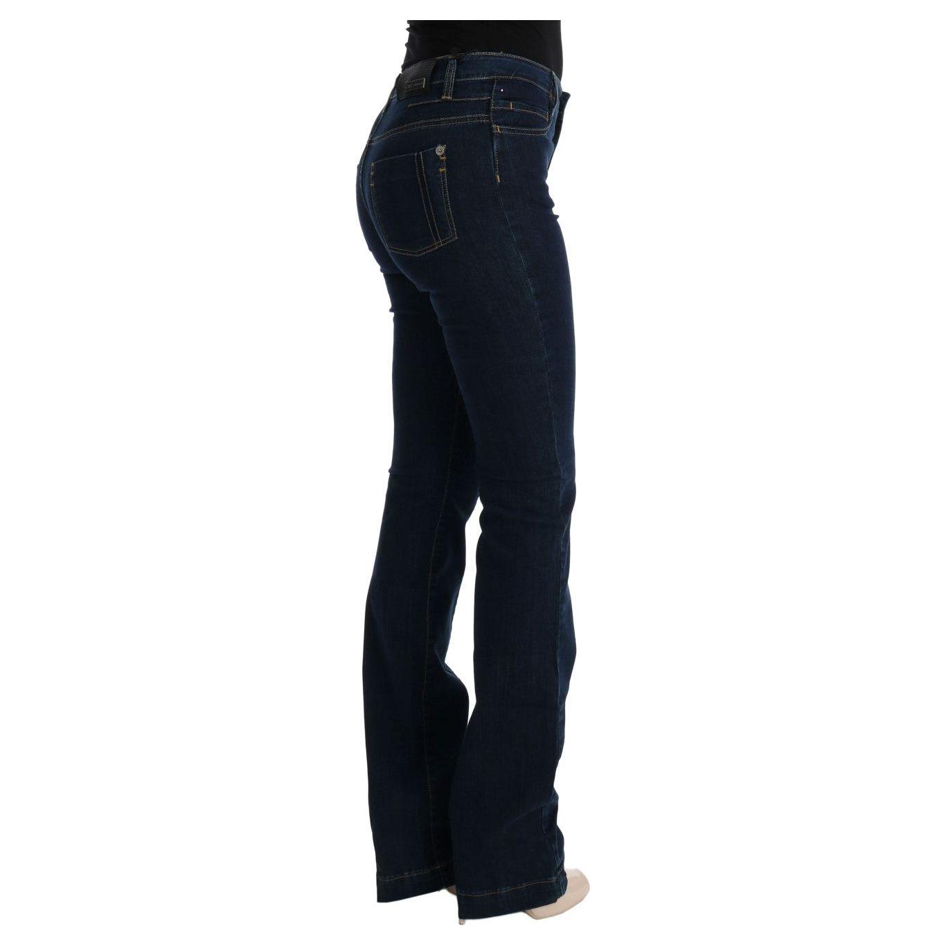 Costume National Blue Cotton Bootcut Flared Jeans Jeans & Pants
