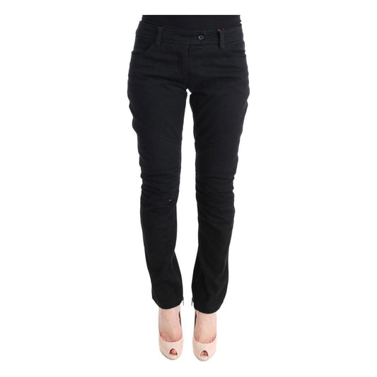 Ermanno Scervino Black Cotton Slim Fit Casual Pants Ermanno Scervino