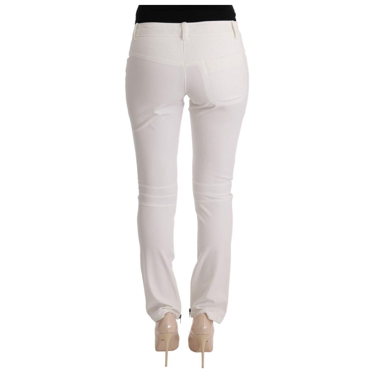 Ermanno Scervino Chic White Slim Fit Cotton Pants Ermanno Scervino