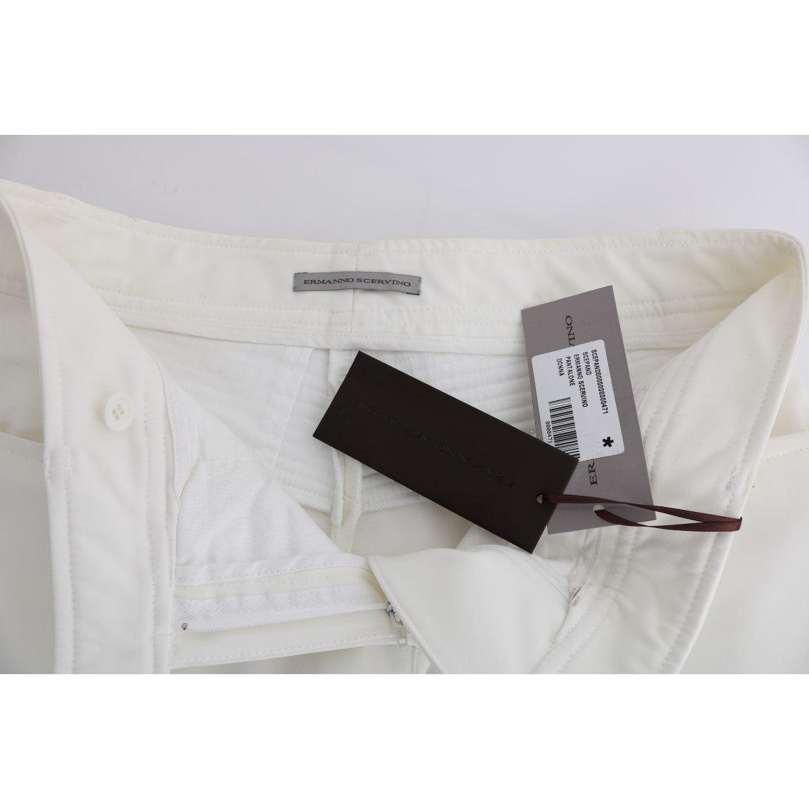 Ermanno Scervino Chic White Slim Fit Cotton Pants Ermanno Scervino