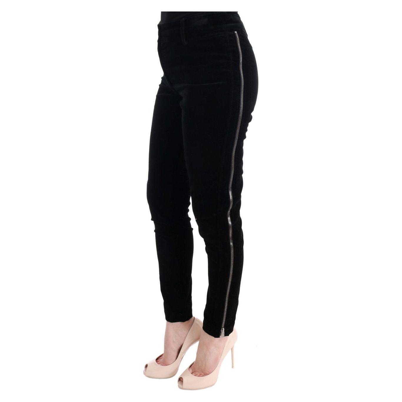 Ermanno Scervino Black Viscose Blend Velvet Cropped Pants