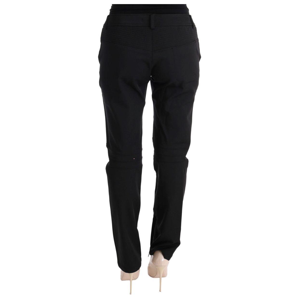 Ermanno Scervino Black Cotton Slim Fit Casual Pants