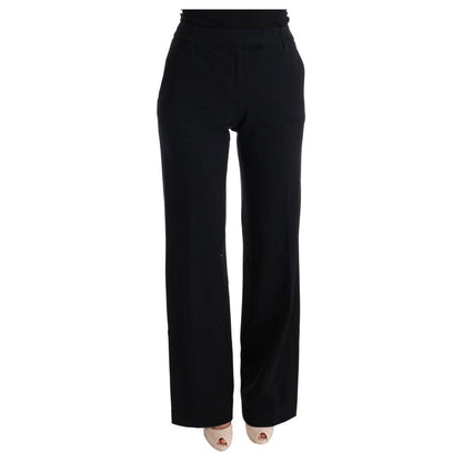 Ermanno Scervino Black Viscose Flare Bootcut Pants Ermanno Scervino