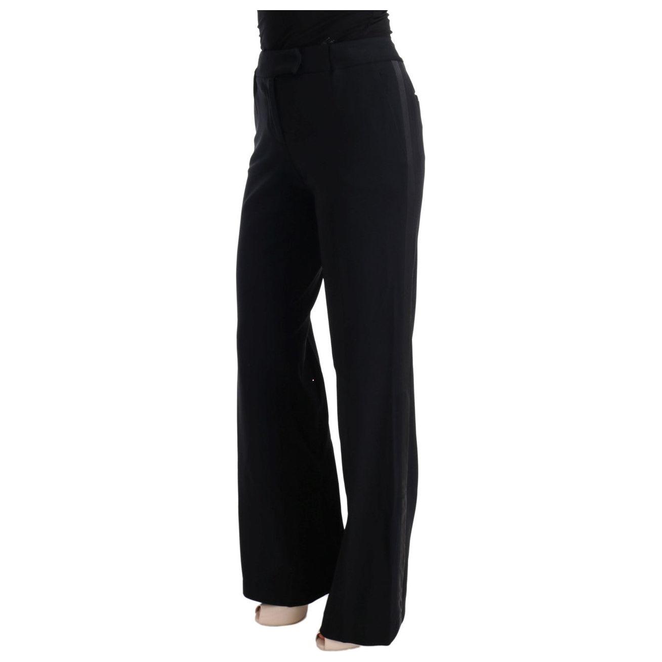 Ermanno Scervino Black Viscose Flare Bootcut Pants Ermanno Scervino