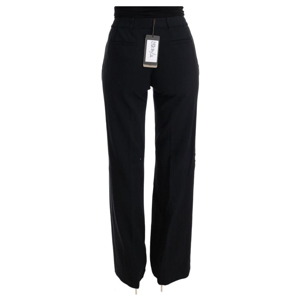 Ermanno Scervino Black Viscose Flare Bootcut Pants Ermanno Scervino