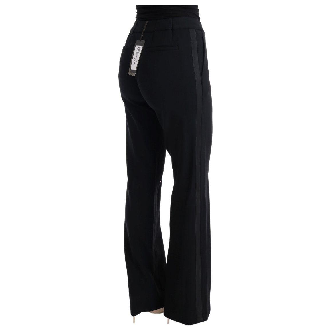 Ermanno Scervino Black Viscose Flare Bootcut Pants Ermanno Scervino