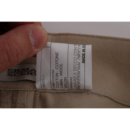 Ermanno Scervino Beige Cotton Wool Regular Fit Pants