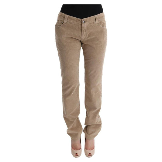 Ermanno Scervino Beige Cotton Velvet Regular Fit Pants Ermanno Scervino