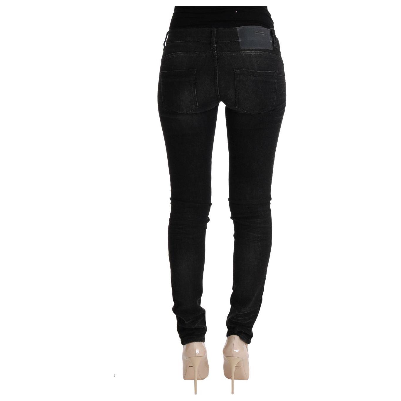 Acht Chic Slim Fit Black Cotton Jeans Jeans & Pants Acht