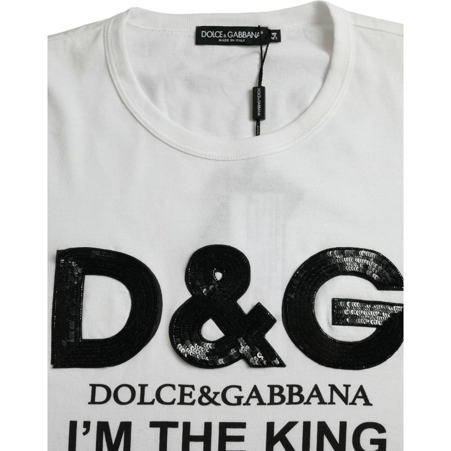 Dolce & Gabbana White D&G King Print Cotton Crewneck T-shirt Dolce & Gabbana