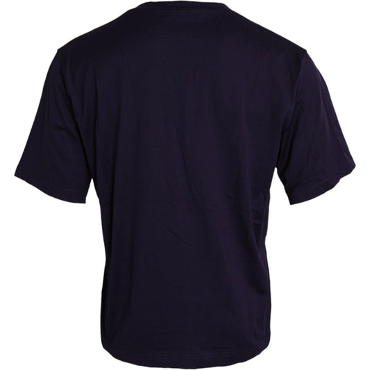 Dolce & Gabbana Purple Logo Patch Short Sleeve Cotton T-shirt Dolce & Gabbana