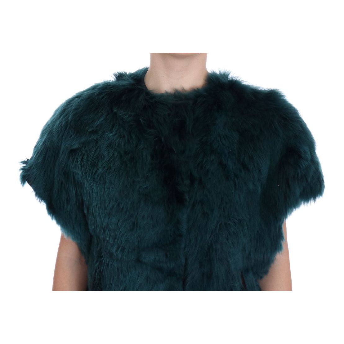 Dolce & Gabbana Exquisite Green Alpaca Fur Long Vest Dolce & Gabbana