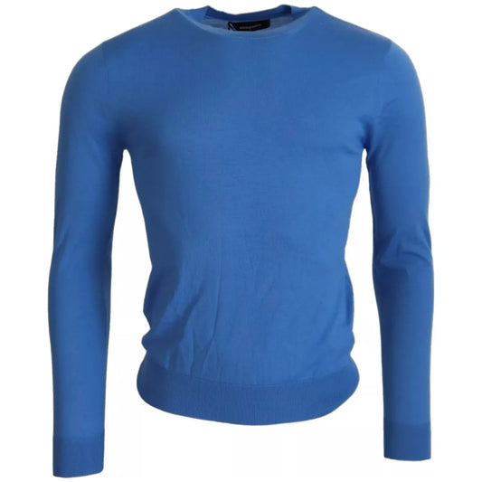 Dsquared² Blue Wool Long Sleeves Crewneck Pullover Sweater Dsquared²