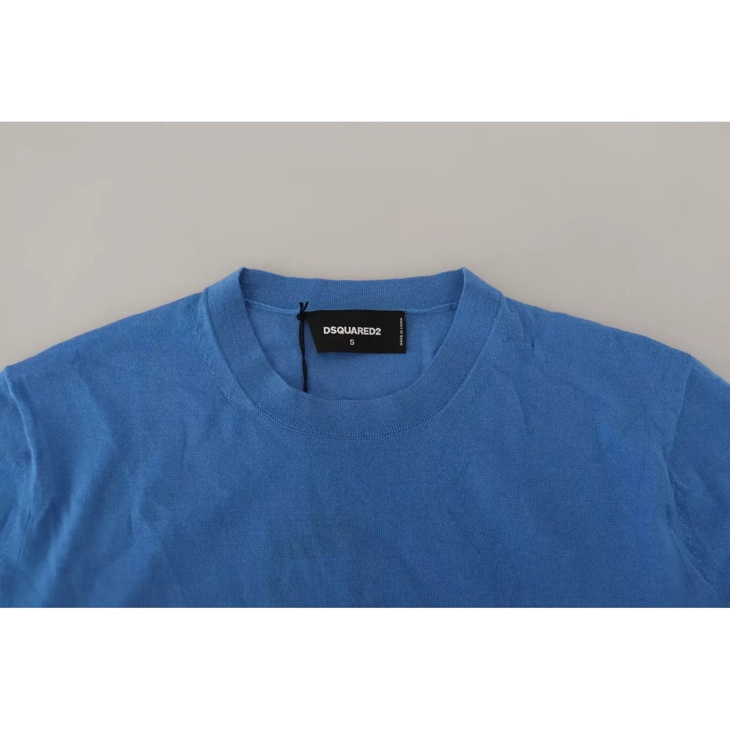 Dsquared² Blue Wool Long Sleeves Crewneck Pullover Sweater Dsquared²