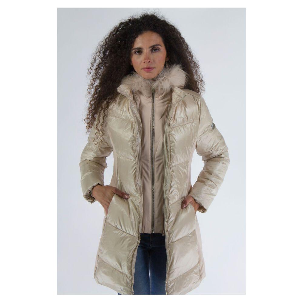 Yes Zee Chic Beige Padded Hooded Jacket Yes Zee