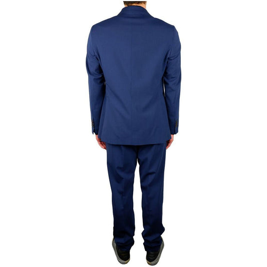 Elegant Blue Wool Blend Two-Piece Suit