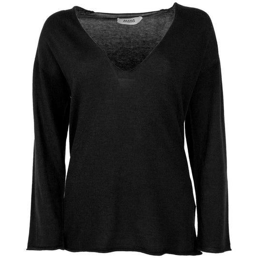 Alpha Studio Black Cotton Sweater Alpha Studio