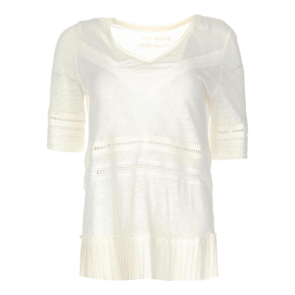 Patrizia Pepe Chic Linen Crochet Detail T-Shirt Patrizia Pepe