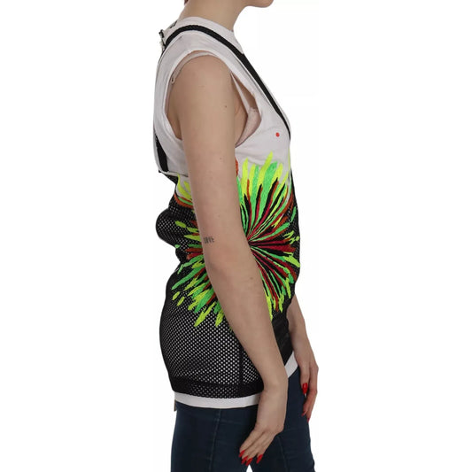 Dsquared² Black White Crew Neck Sleeveless Cotton Blouse Dsquared²