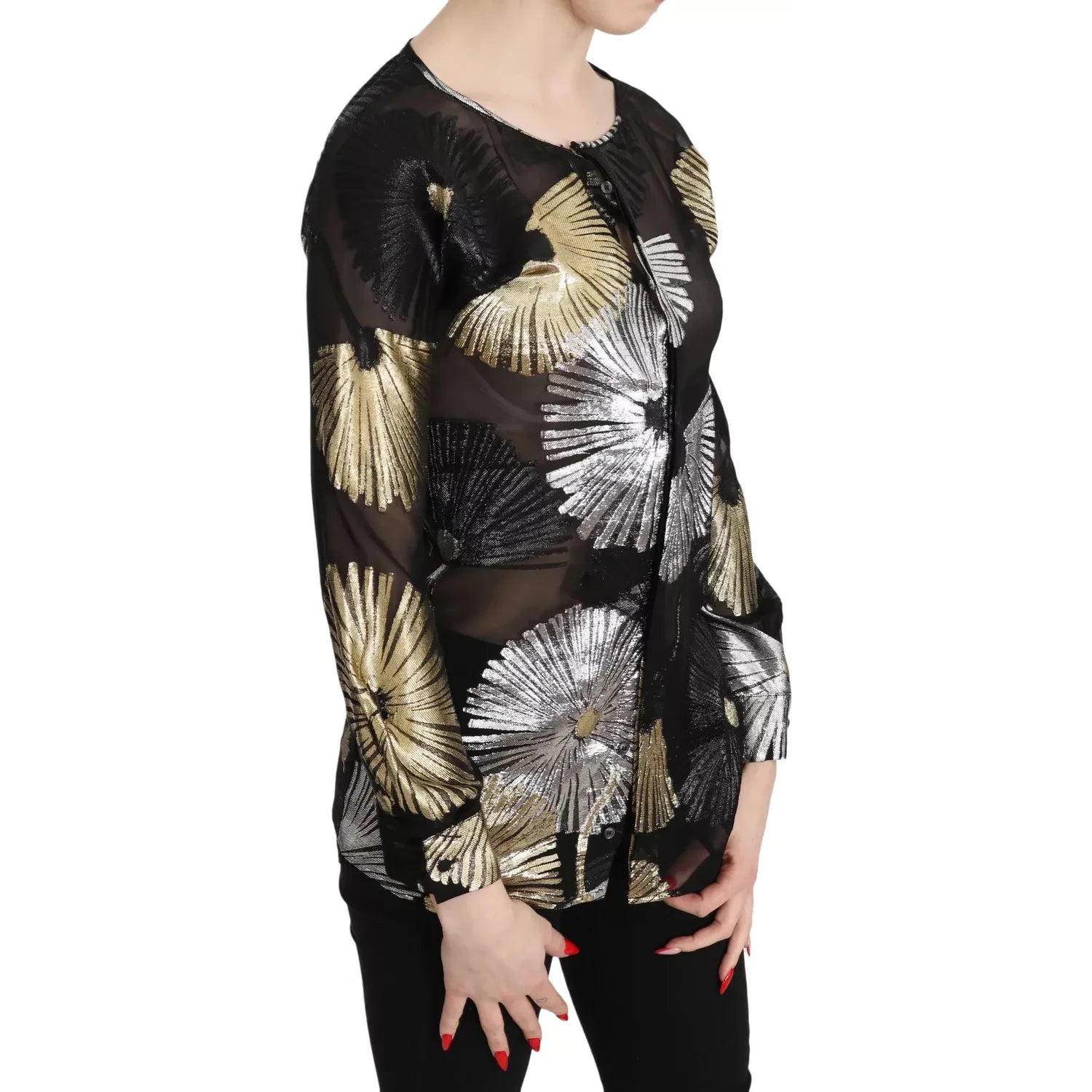 金银丝提花透视上衣