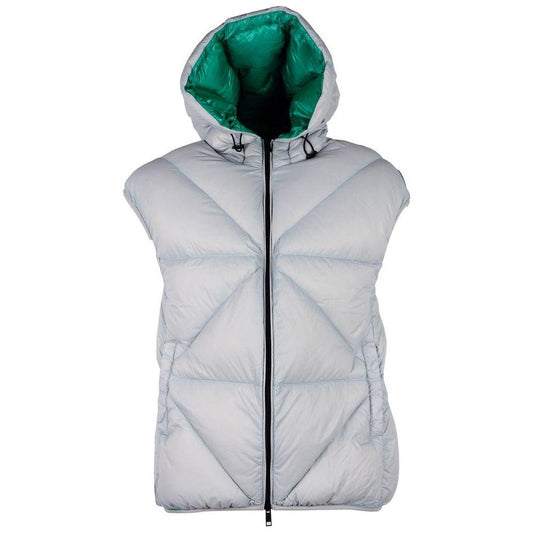 Centogrammi Elegant Gray Puffer Vest with Green Lining Centogrammi