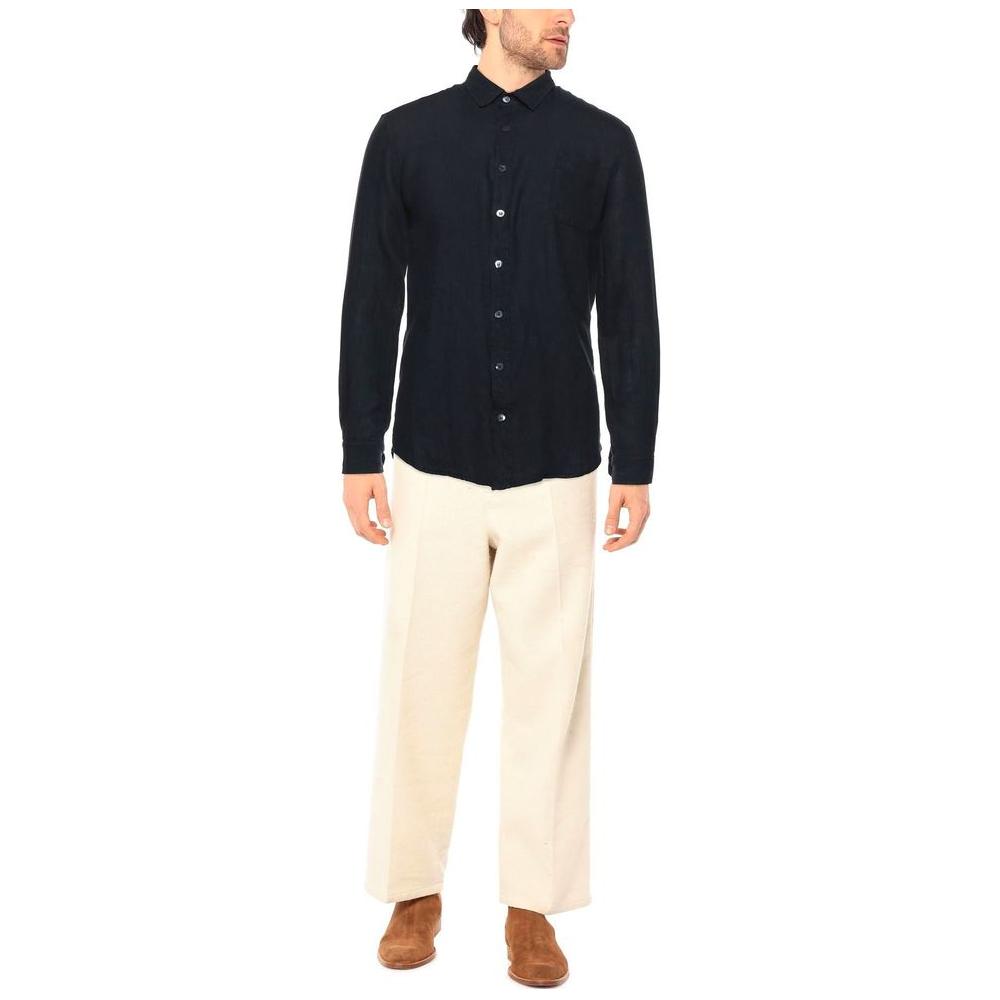 Alpha Studio Midnight Blue Linen Shirt - Italian Craftsmanship Alpha Studio